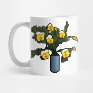 Pansy Floral Illustration Vintage Retro Leaves Mug